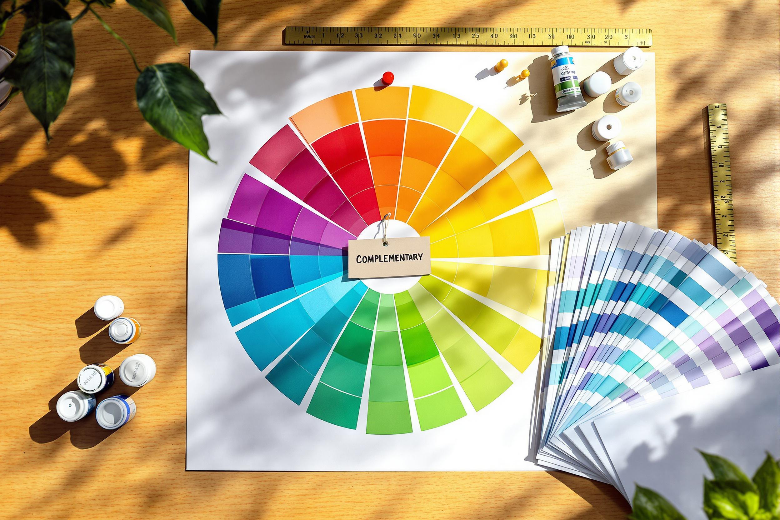 A spectrum of colors laid out on a desk